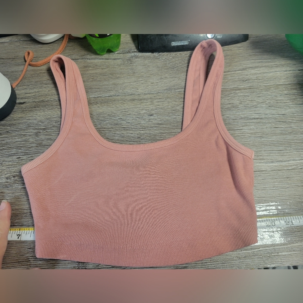 Zara Pink Ribbed Crop Tank Top‎ Size Medium